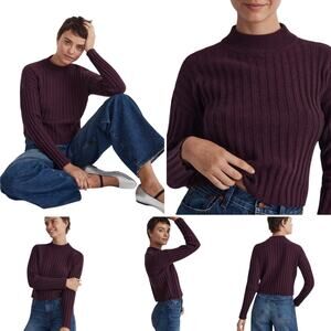 Madewell Mockneck Crop Sweater Women's Small Heather Plum Crop Sweater